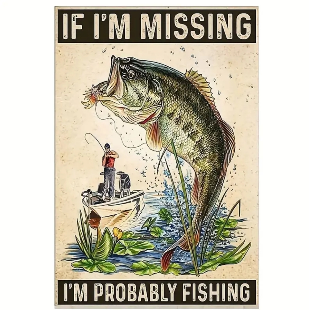 NEW Metal Sign Fishing 8x12